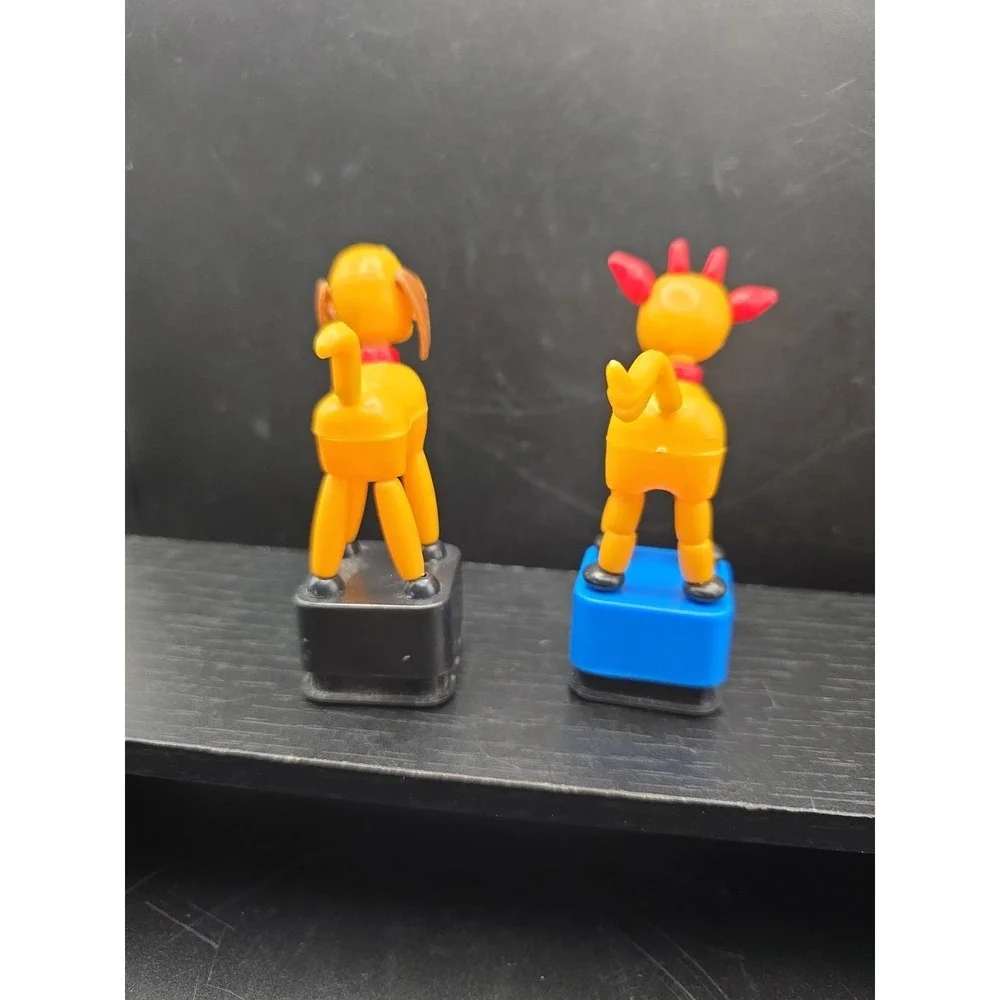 Yellow Cow And Dog With A Bone  Plastic Push Button Puppet Made in China
